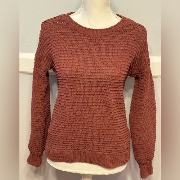Abercrombie & Fitch Sweaters - Abercrombie & Fitch Rose Pink Knit Open-Knit Cozy CottageCore Crew Neck Sweater